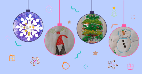 Christmas drawings in baubles