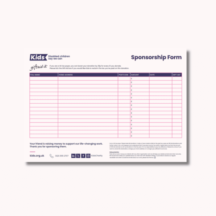 sponsorship form for fundraising